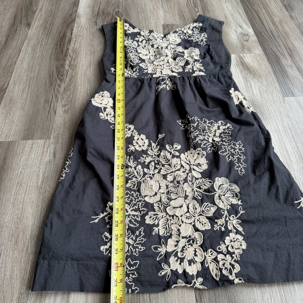 J.Crew Gray Cotton Embroidered Floral Sleeveless Shift Pocket Dress Sz‎ 2 - Picture 7 of 9